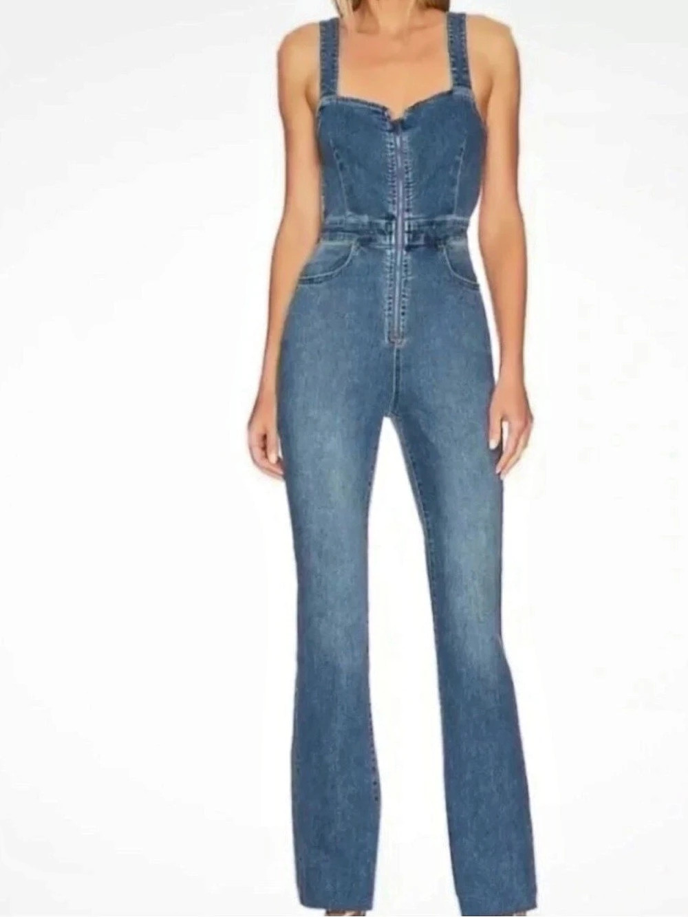 Free People 2nd Ave Jumpsuit Blue Size 4
